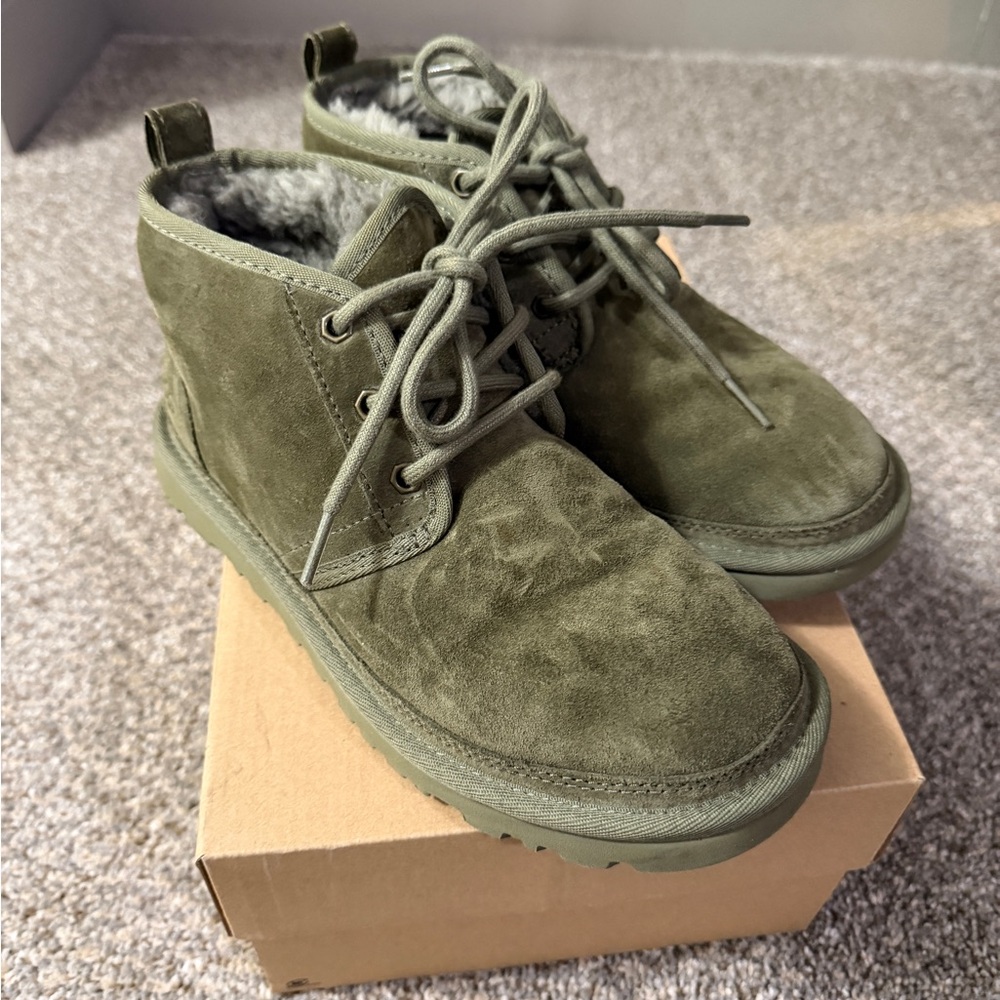 Olive Suede Ankle Boots